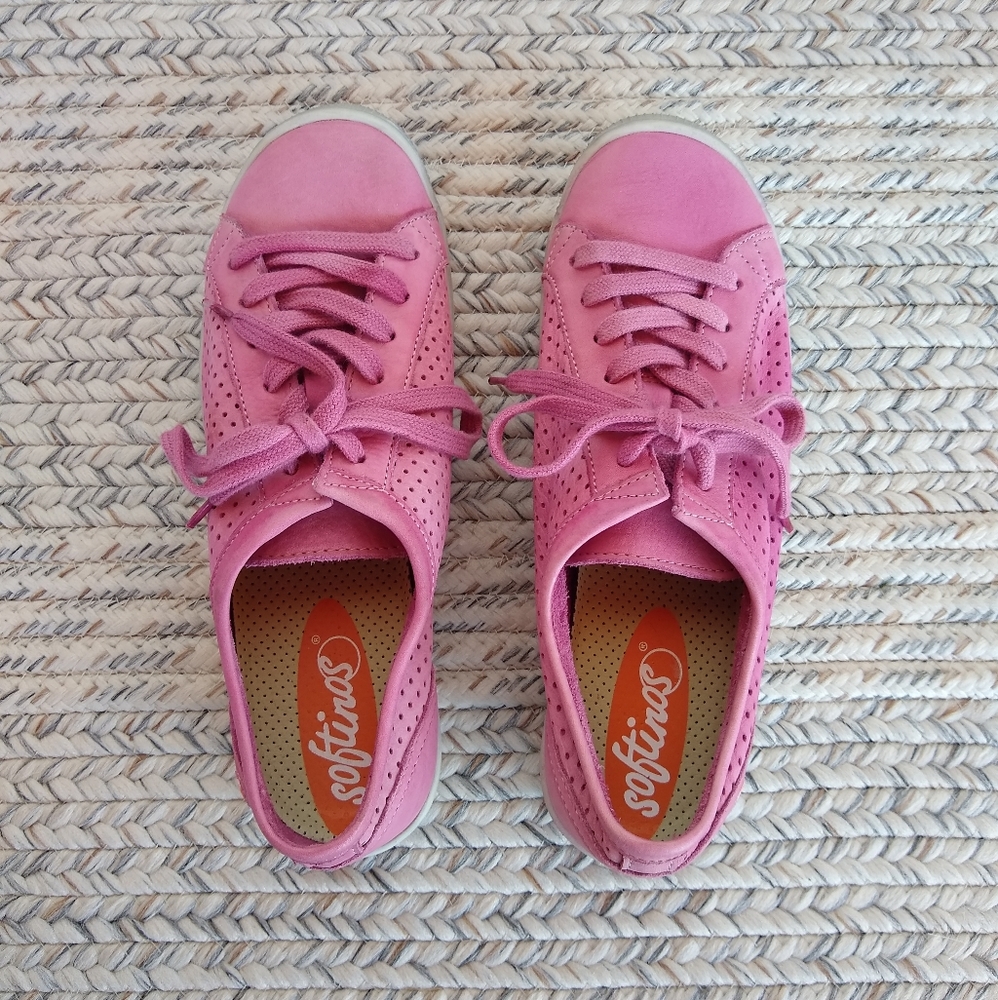FLY London Softinos Pink Ica Leather Sneaker Womens size 7.5 / 8 - Picture 6 of 11